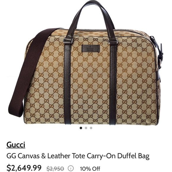 Gucci GG Monogram Canvas & Leather Tote Carry-On Duffel Bag - Picture 12 of 12